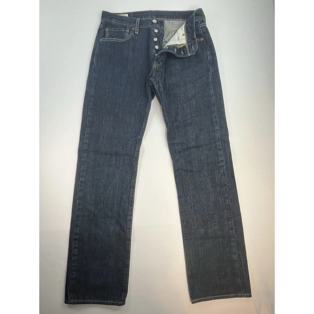 Levi's 501 Premium Button Fly Men's 30x31 Big E Straight Leg Denim Jeans Dark